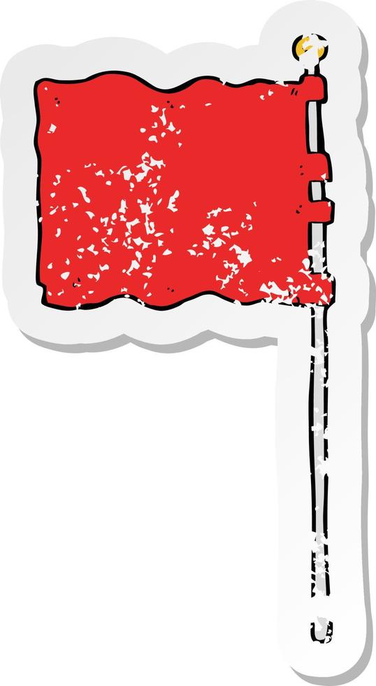 retro distressed sticker of a cartoon waving flag vector
