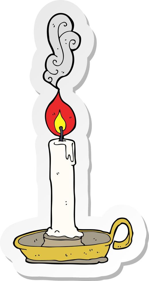 sticker of a cartoon burning candle vector