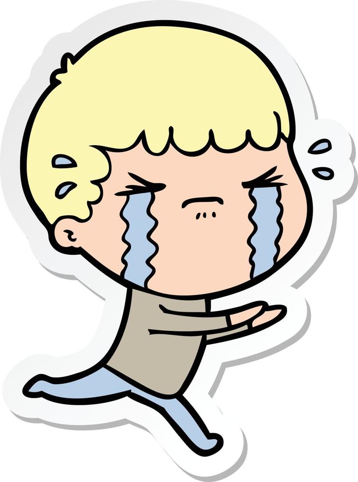 sticker of a cartoon man crying vector