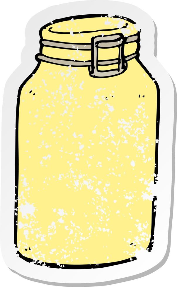retro distressed sticker of a cartoon glass jar vector
