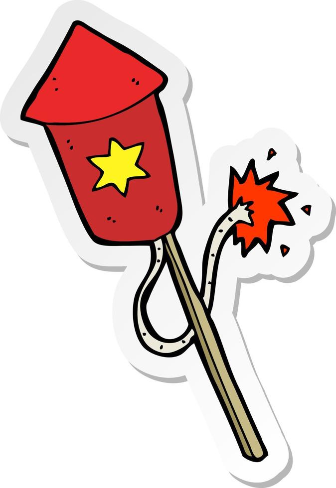 sticker of a cartoon firework with burning fuse vector