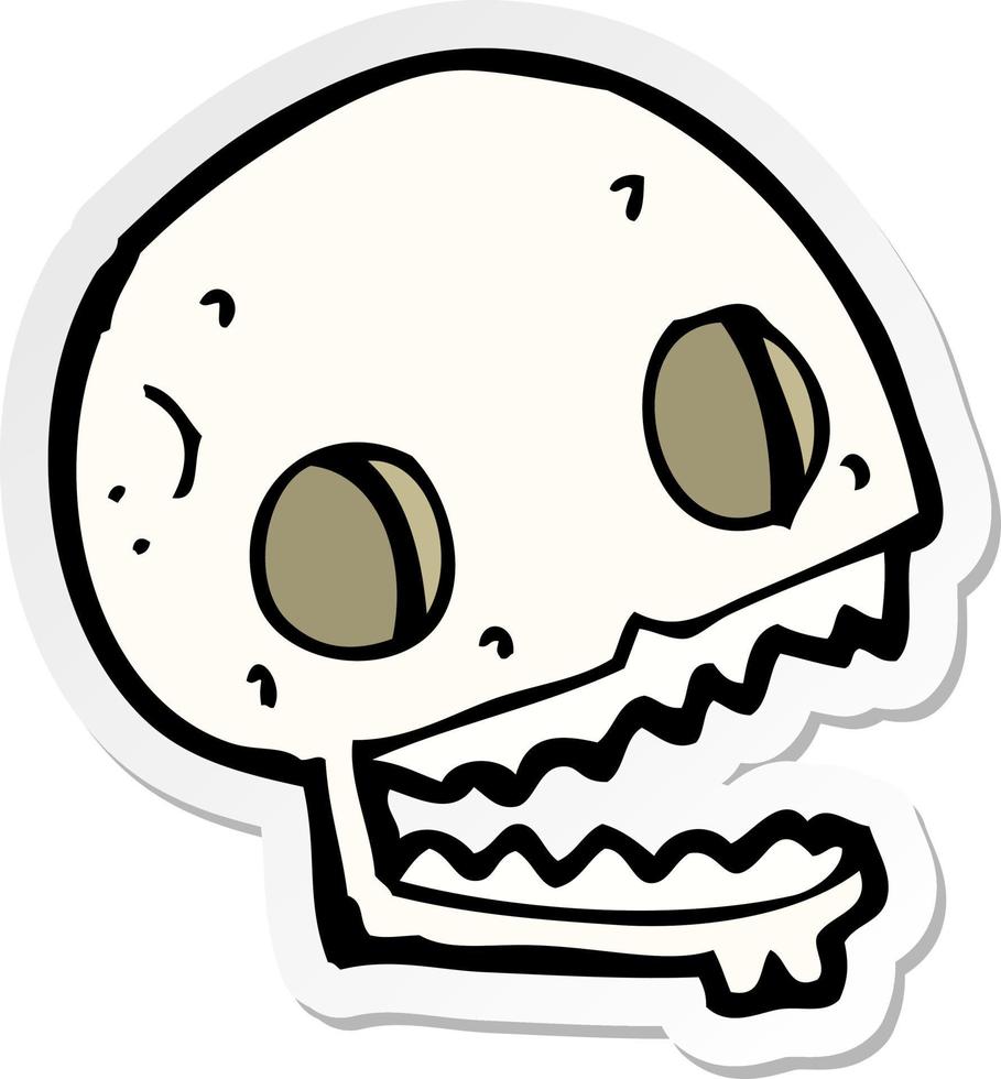 sticker of a cartoon spooky skull vector