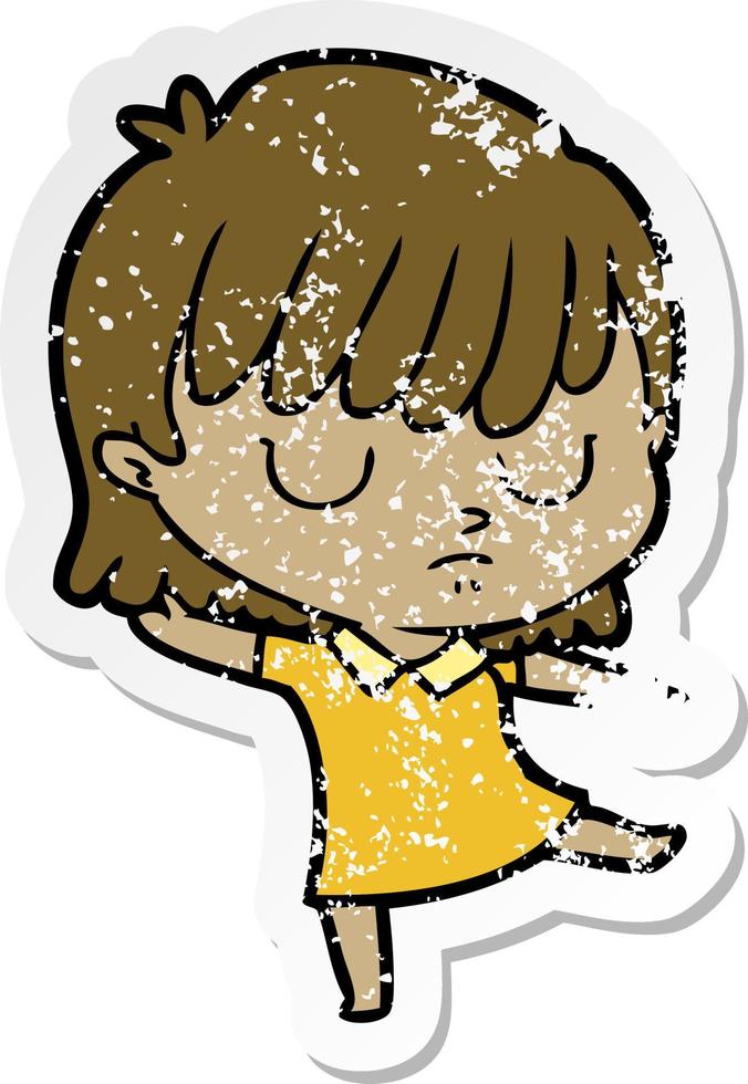 distressed sticker of a cartoon woman vector