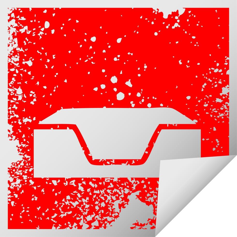 distressed square peeling sticker symbol empty in tray vector