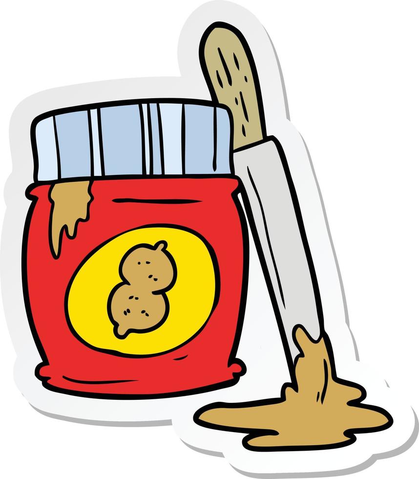 sticker of a cartoon peanut butter vector