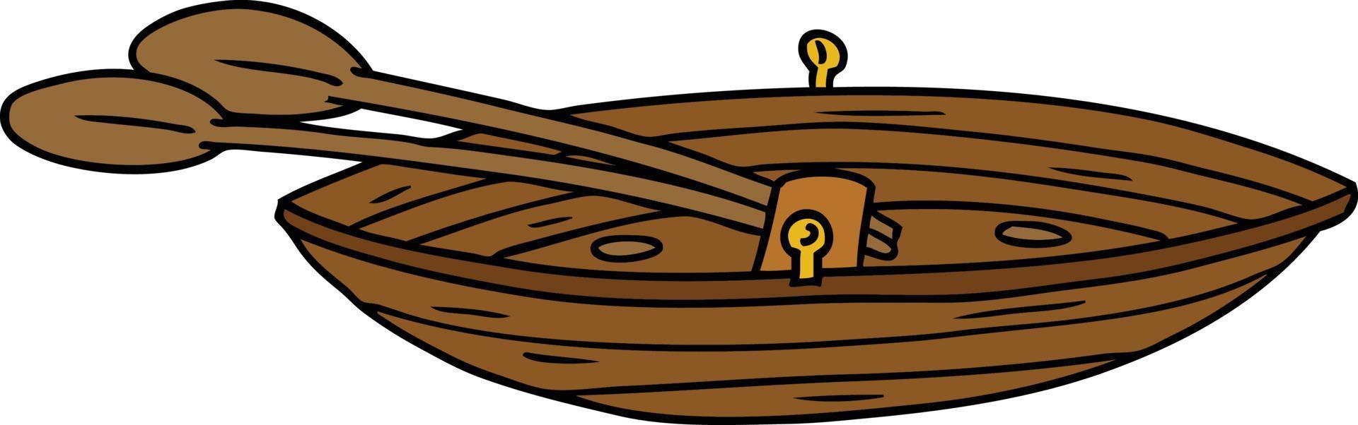 garabato de dibujos animados de un barco de madera vector