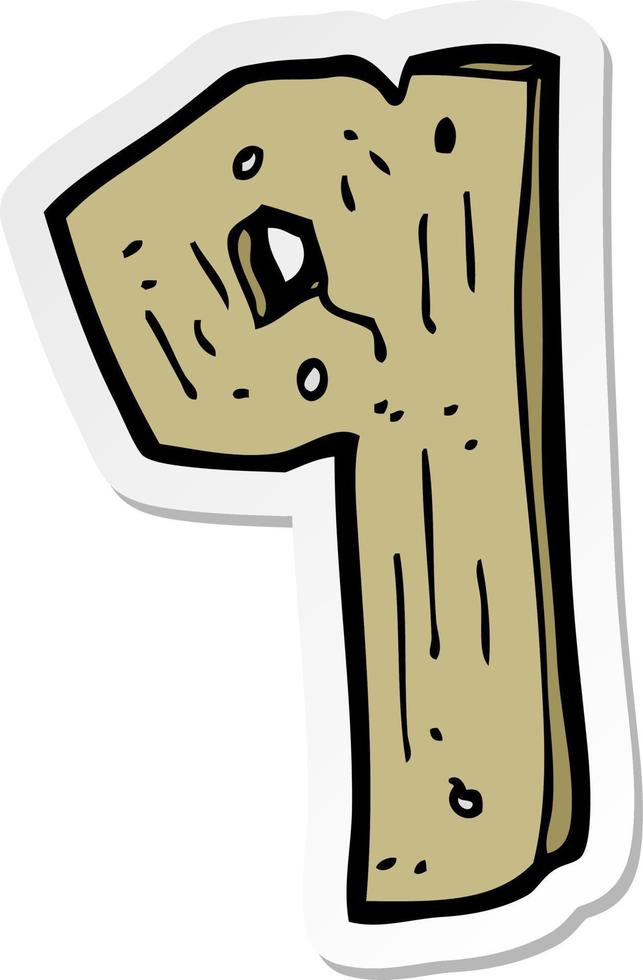 sticker of a cartoon wooden number vector