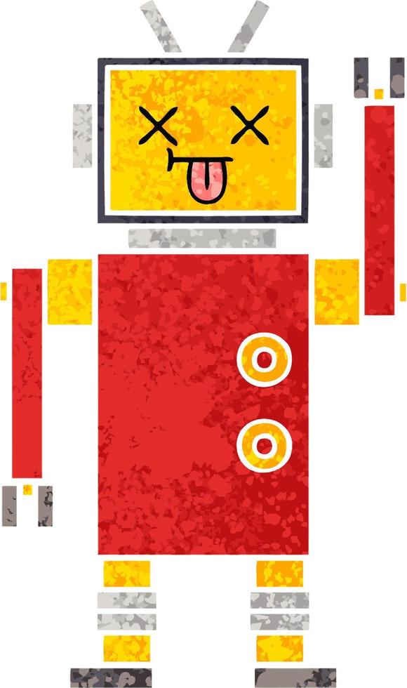 retro illustration style cartoon robot vector