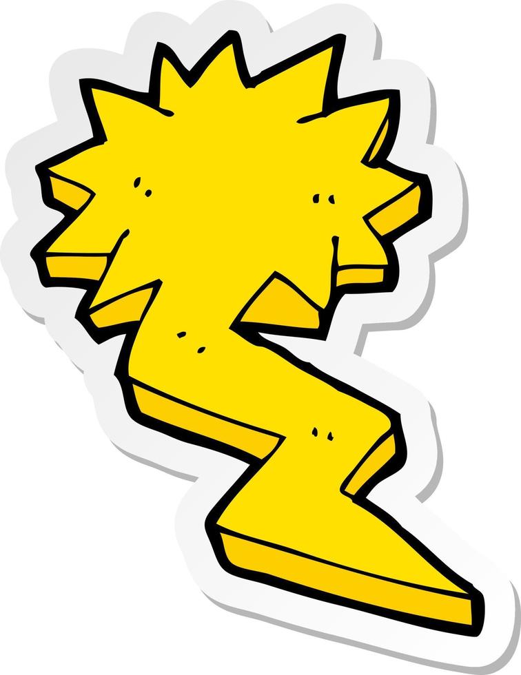 sticker of a cartoon lightning bolt symbol vector