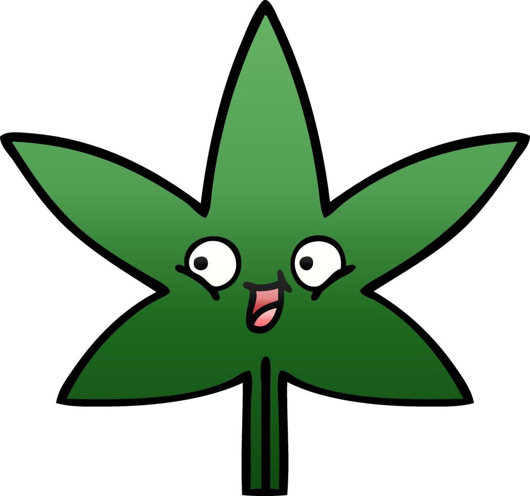 gradient shaded cartoon marijuana leaf vector