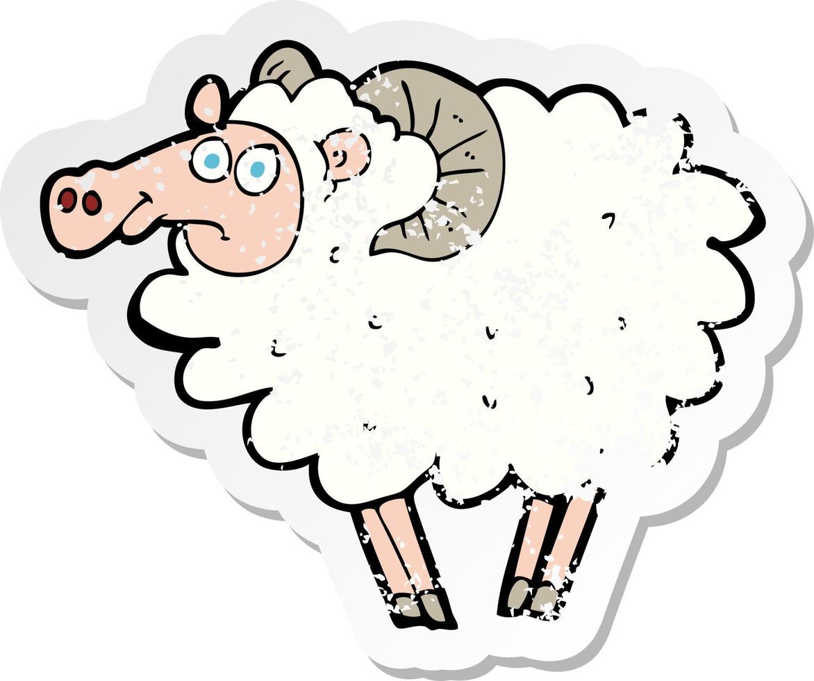 retro distressed sticker of a cartoon ram vector