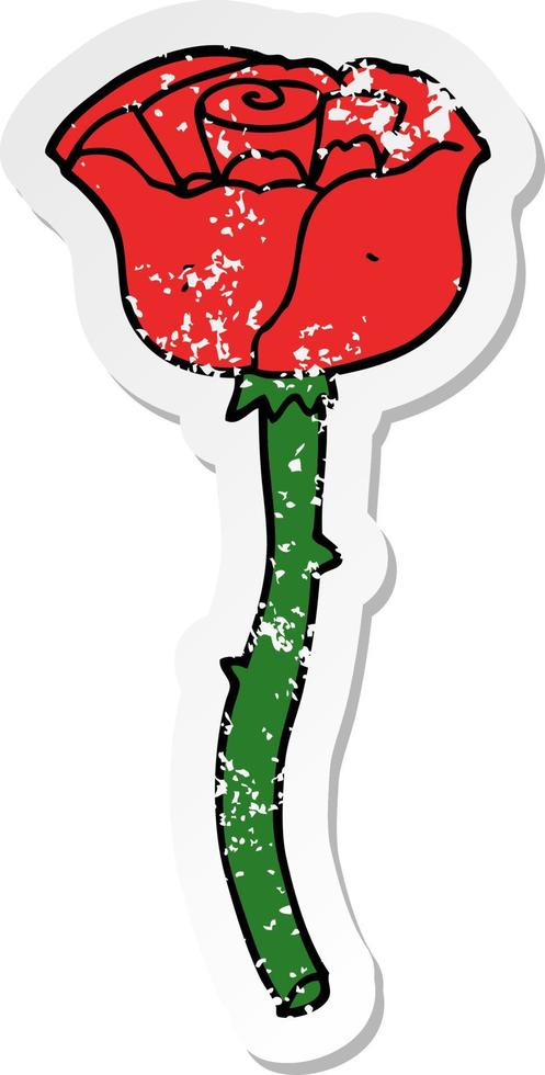 distressed sticker of a cartoon flower vector