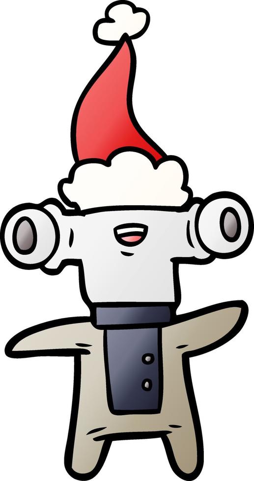 friendly gradient cartoon of a alien wearing santa hat vector