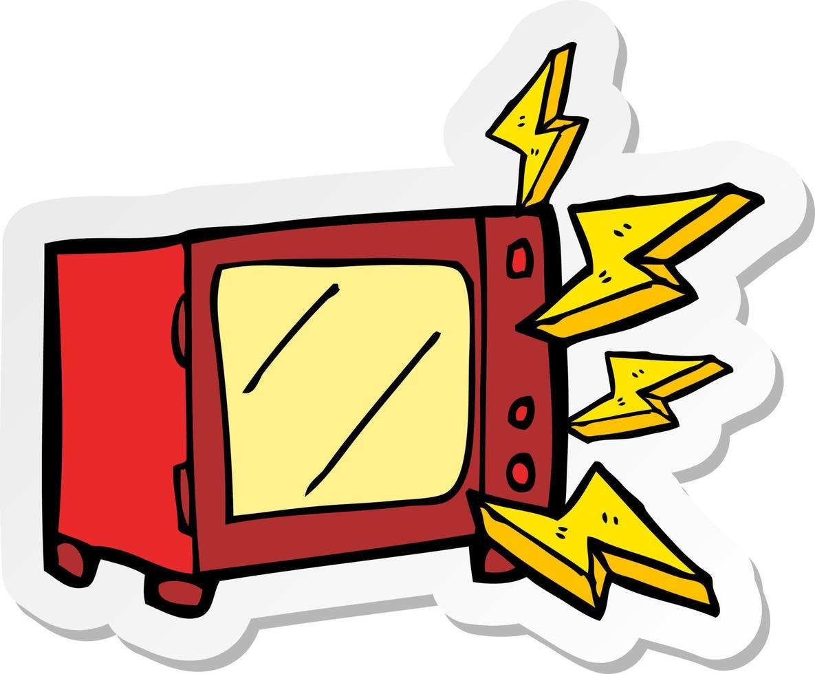 sticker of a cartoon microwave vector