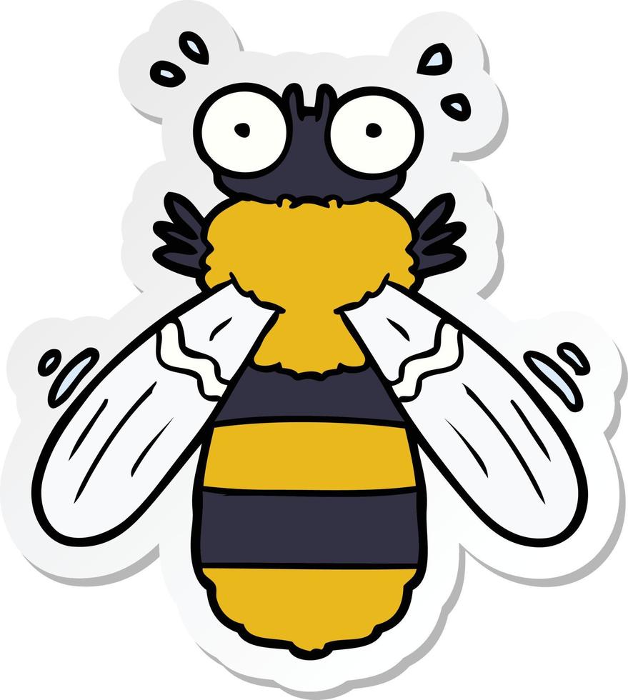 sticker of a cartoon bee vector