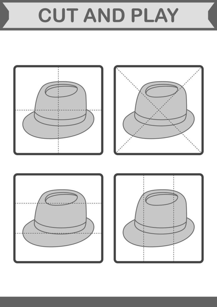 cortar y jugar con sombrero fedora vector