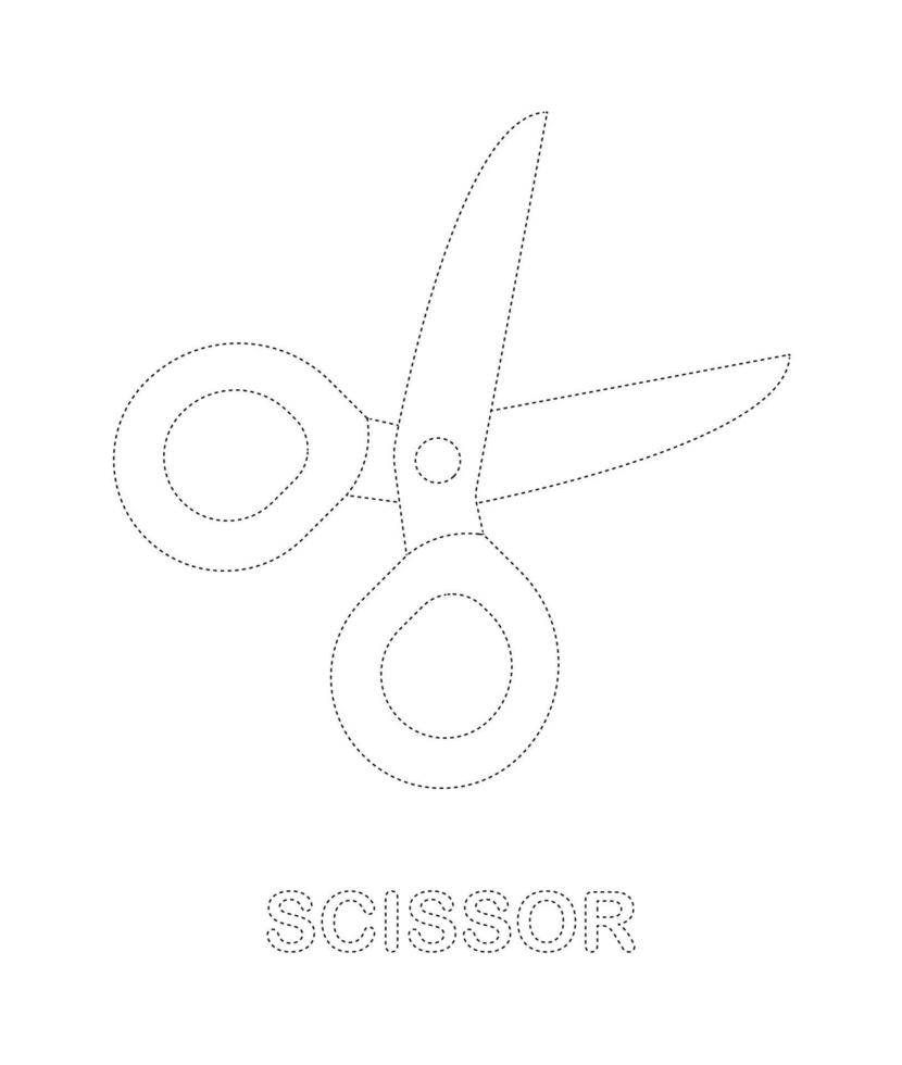 Scissor tracing worksheet for kids vector