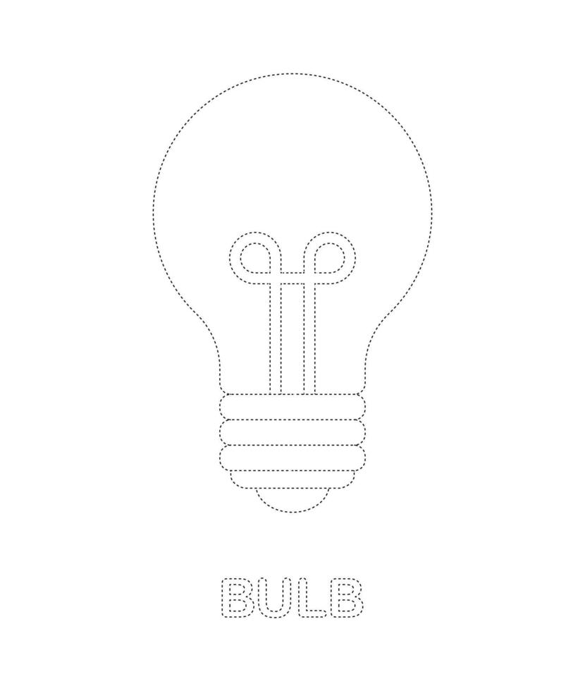 Bulb tracing worksheet for kids vector