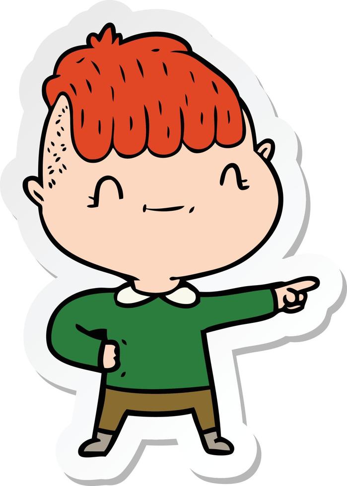 sticker of a cartoon friendly boy vector