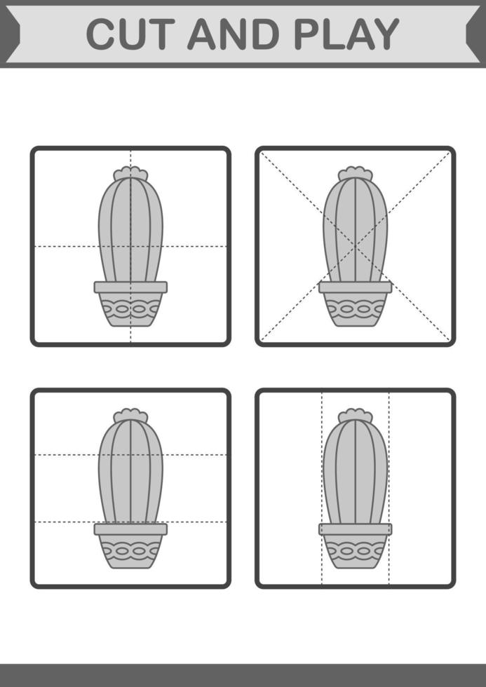 cortar y jugar con cactus vector