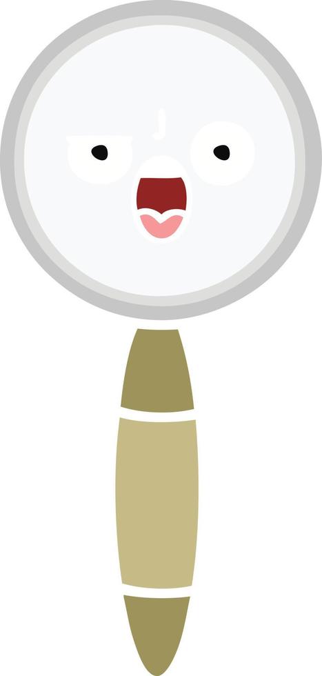 flat color retro cartoon magnifying glass vector