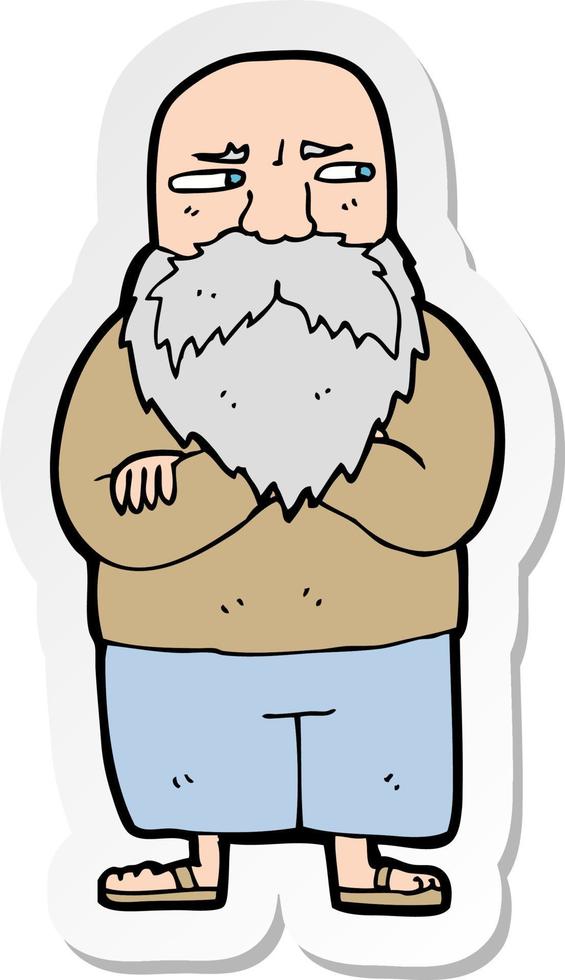 sticker of a cartoon old man vector