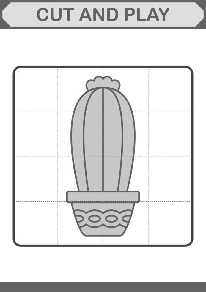 cortar y jugar con cactus vector