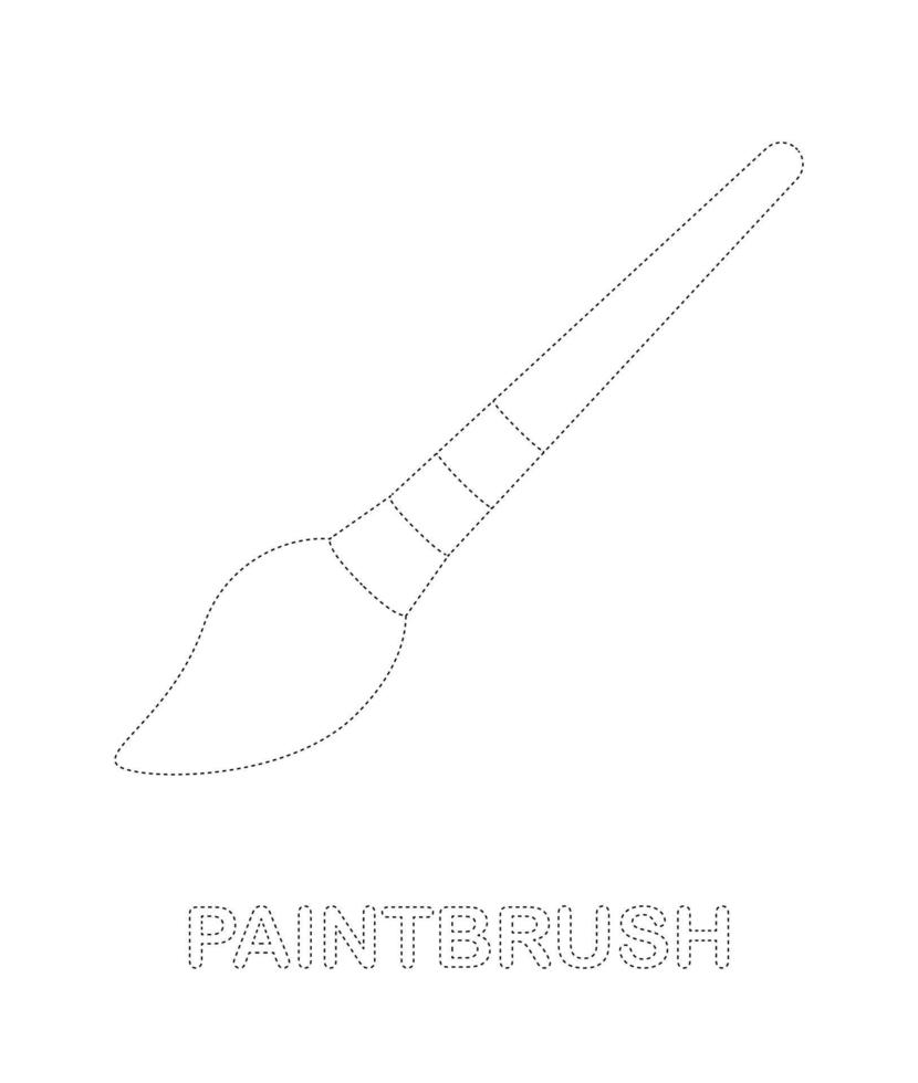 Paintbrush tracing worksheet for kids vector