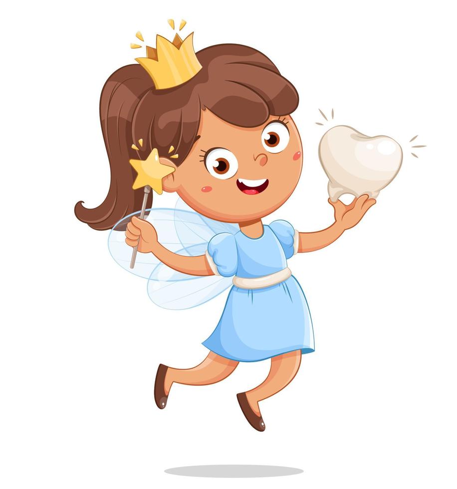 Cute little tooth fairy with crown vector