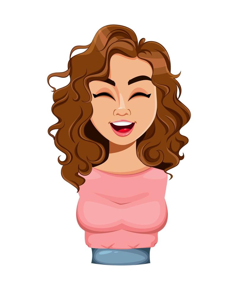 expresión facial de mujer hermosa, riendo vector