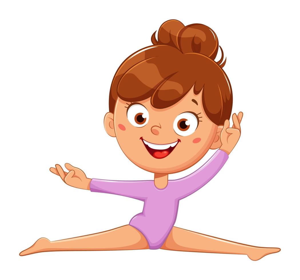 Cute little girl gymnast doing acrobatic exercise vector