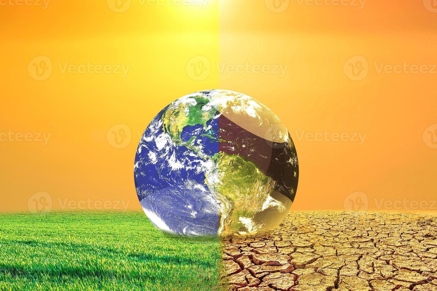 imagen del concepto de calentamiento global que muestra los efectos de la tierra seca en el entorno cambiante foto