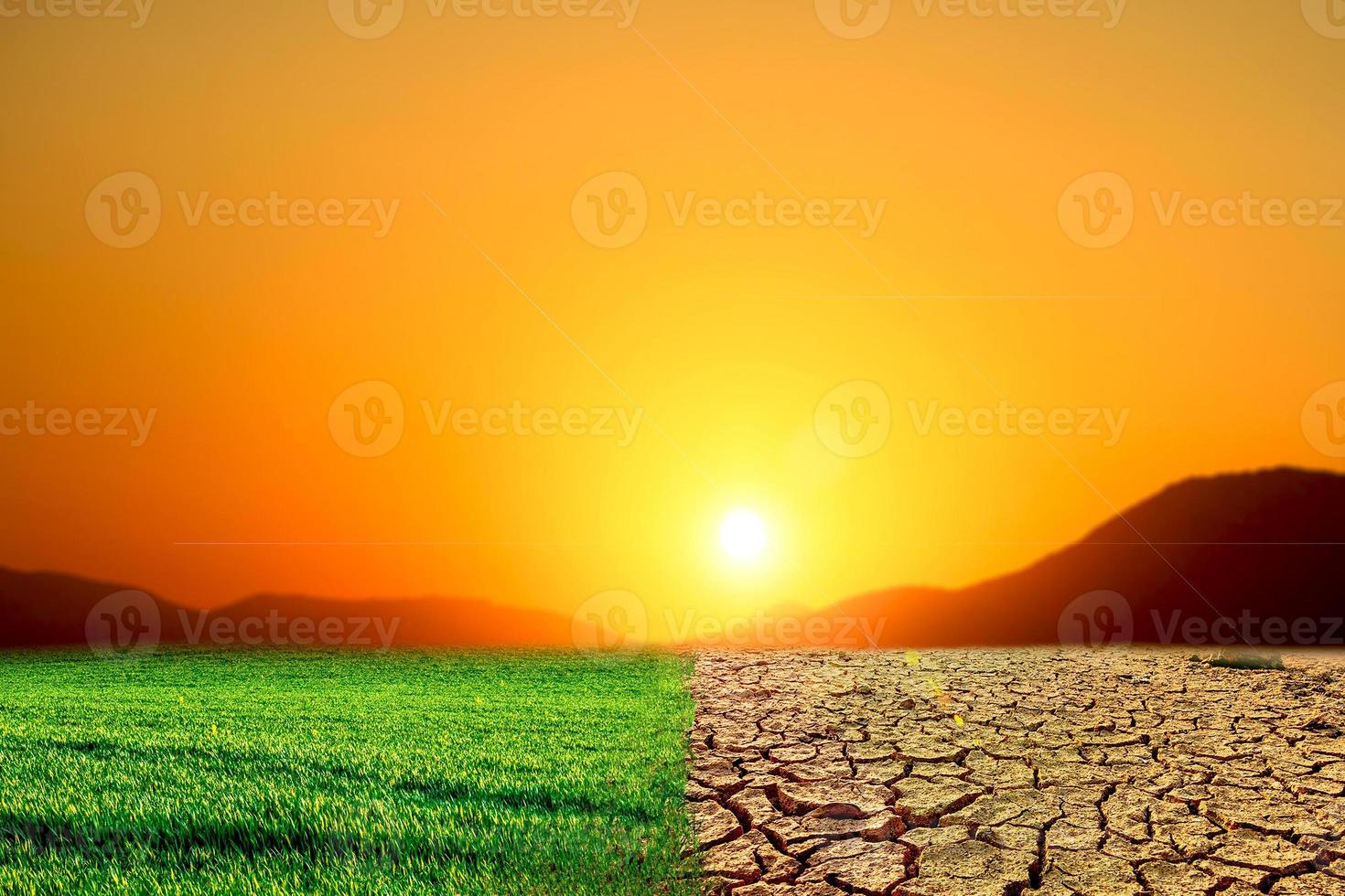 Global warming concept image showing the effects of dry land on the changing environment photo