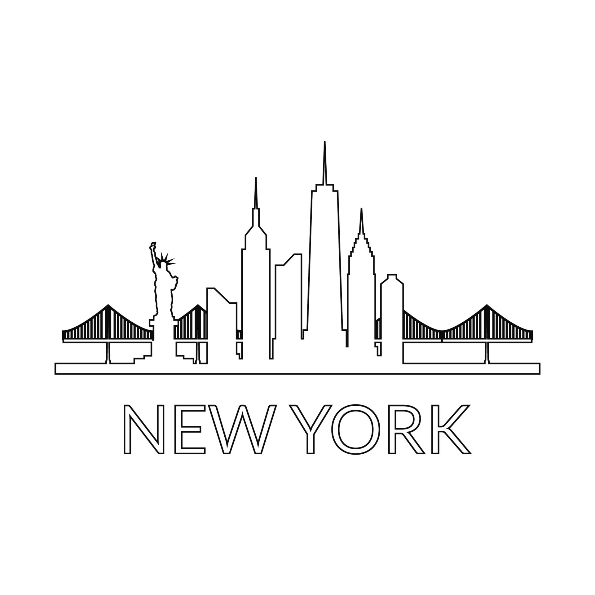 New york skyline illustrated 8708282 Vector Art at Vecteezy