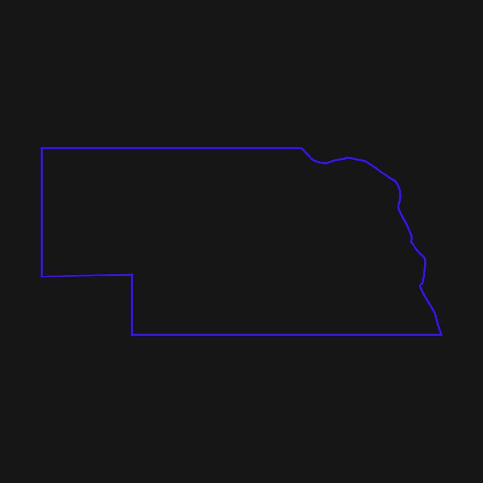 mapa ilustrado de nebraska vector