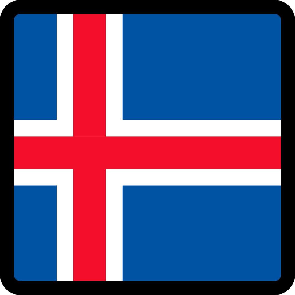 bandera de islandia en forma de cuadrado con contorno contrastante, señal de comunicación en medios sociales, patriotismo, un botón para cambiar el idioma en el sitio, un icono. vector