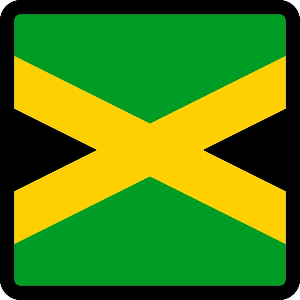 Flag of Jamaica in the shape of square with contrasting contour, social media communication sign, patriotism, a button for switching the language on the site, an icon. vector