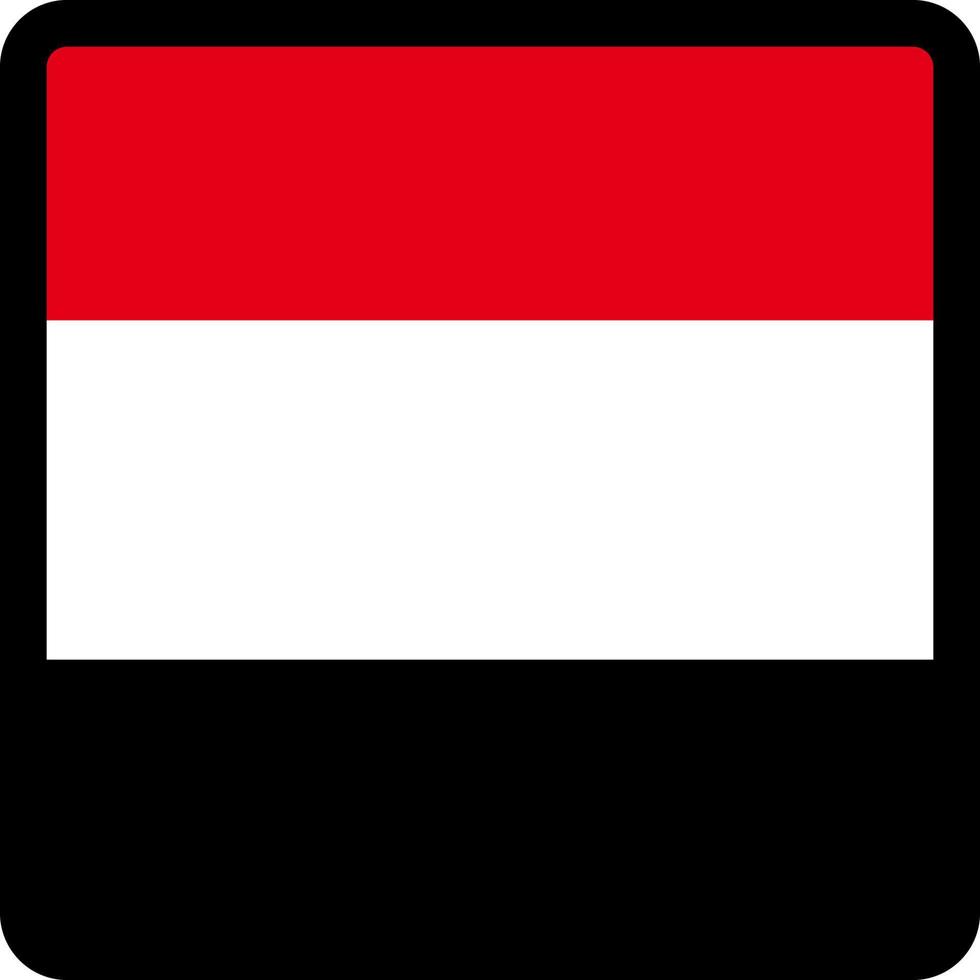 Flag of Yemen in the shape of square with contrasting contour, social media communication sign, patriotism, a button for switching the language on the site, an icon. vector