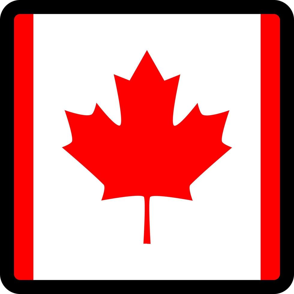 Flag of Canada in the shape of square with contrasting contour, social media communication sign, patriotism, a button for switching the language on the site, an icon. vector