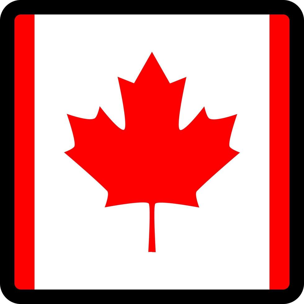 bandera de canadá en forma de cuadrado con contorno contrastante, señal de comunicación en medios sociales, patriotismo, un botón para cambiar el idioma en el sitio, un icono. vector