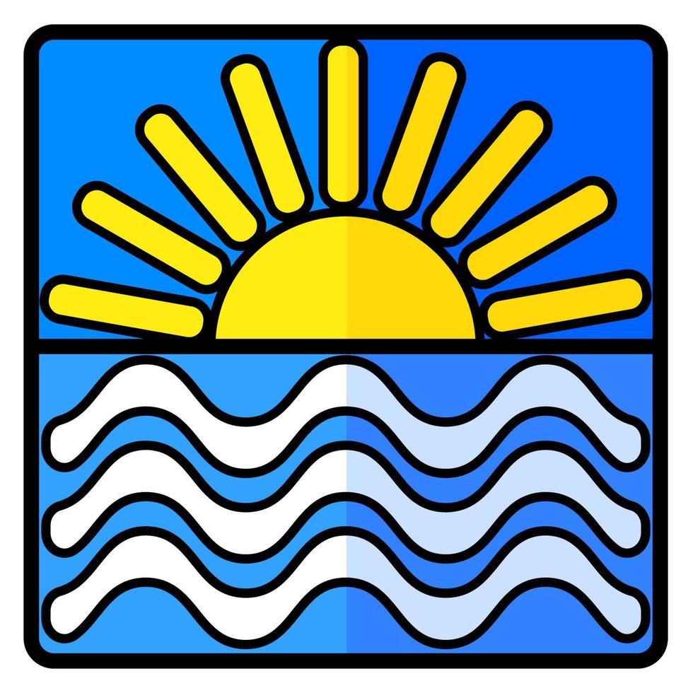 Sunrise, sea line icon isolated on a white background. vector