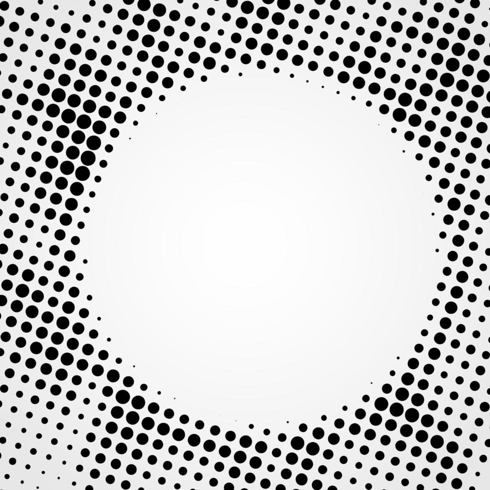 elemento de diseño de puntos negros vectoriales abstractos de semitono aislado en un fondo blanco. vector