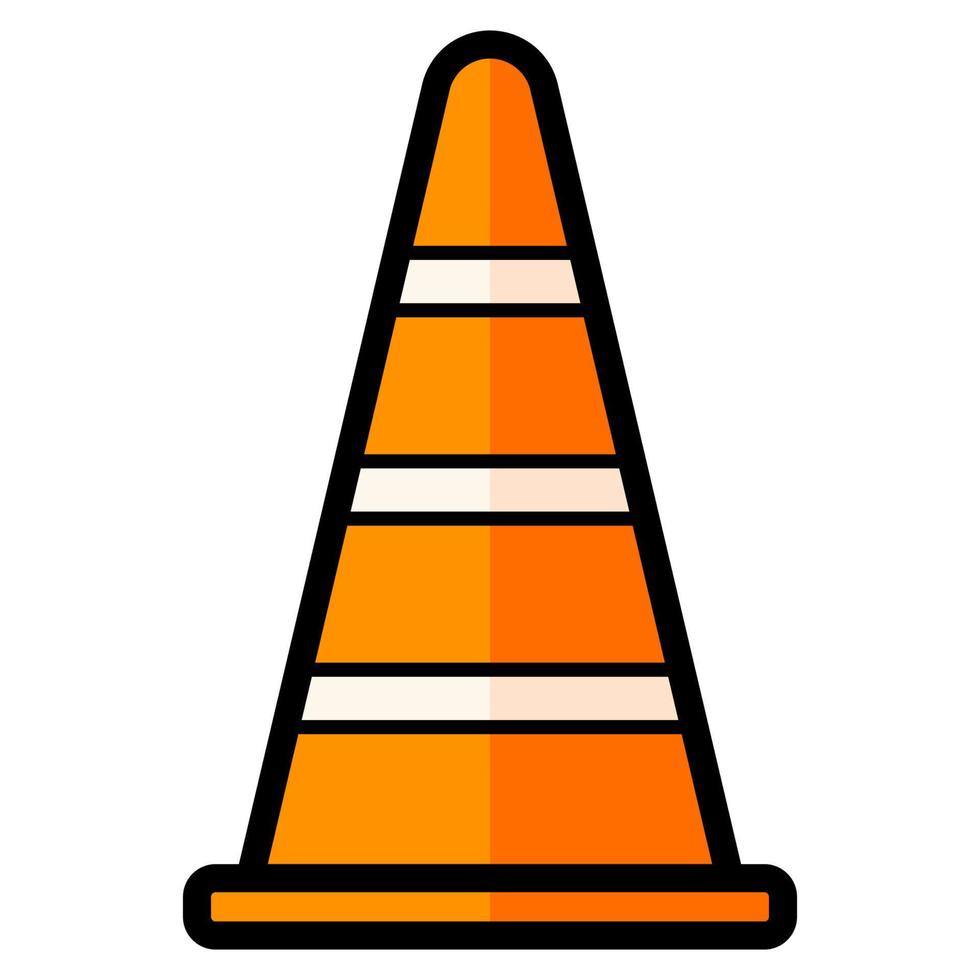 Traffic cone line icon isolated on a white background. vector