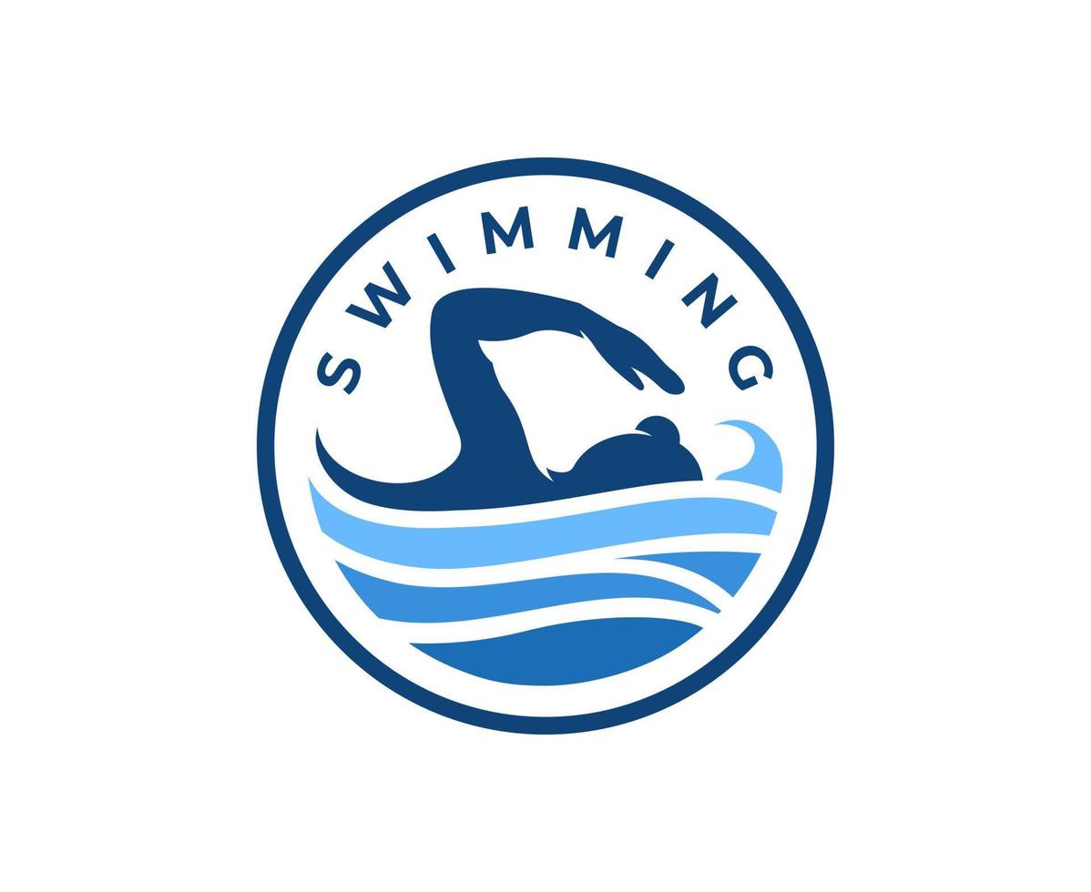 Swimming Pool Silhouette Sea Ocean Water Wave Logo design template vector
