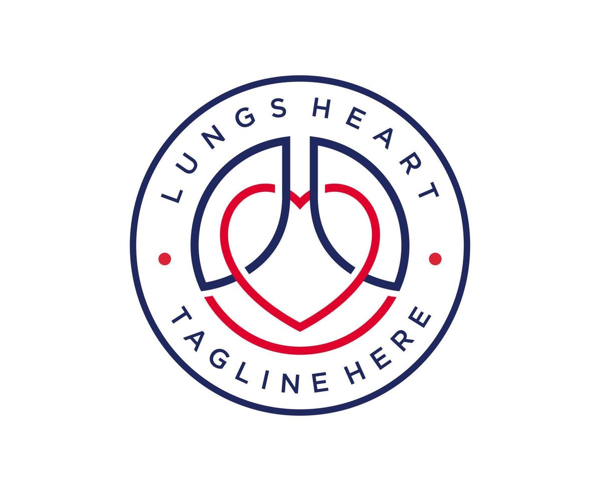 abstract lungs heart emblem badge logo design vector template