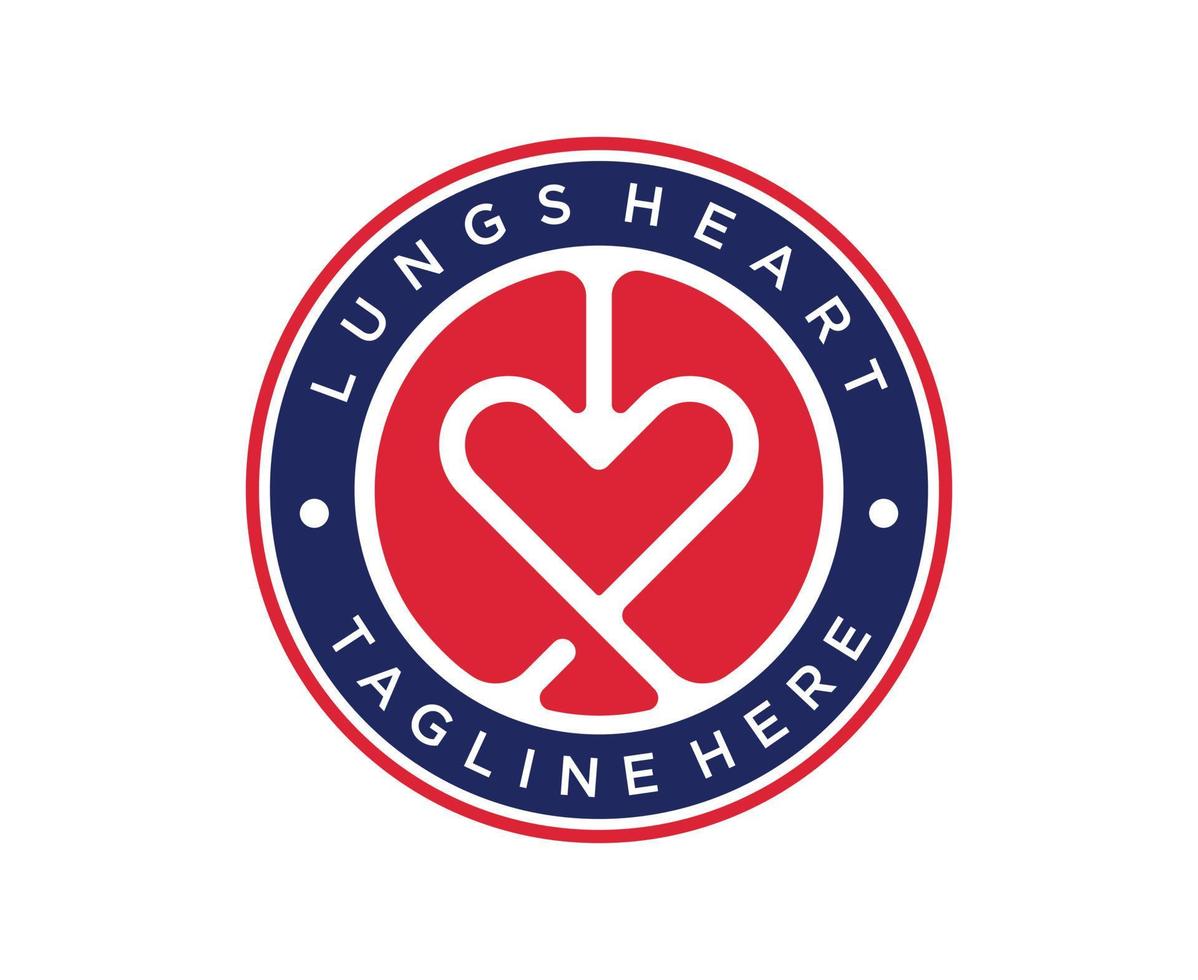 lungs heart emblem badge logo design vector template