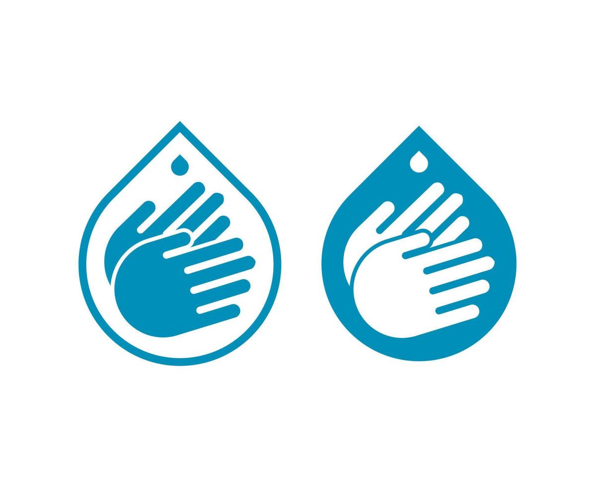 Water Drop Hand Washing Logo Design Vector Icon Illustration