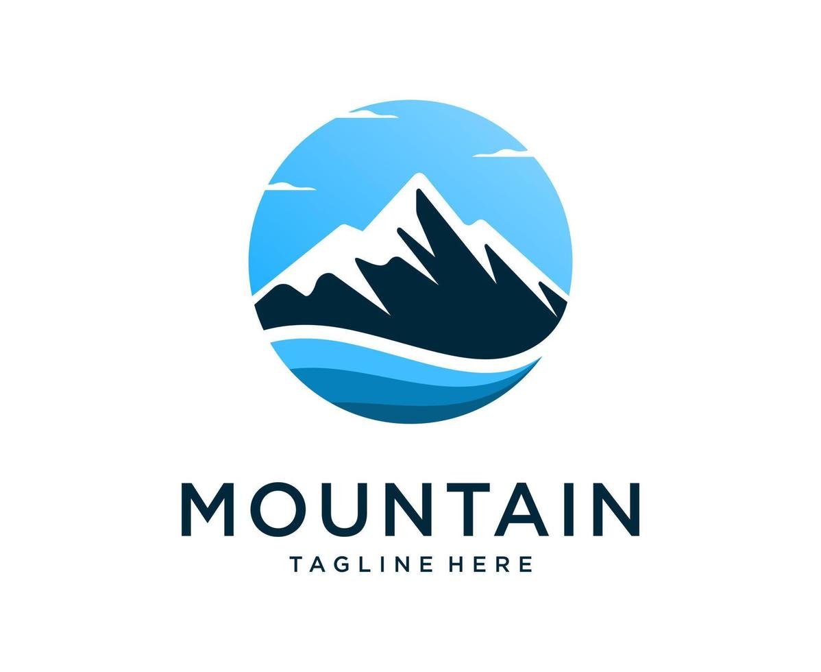 Mountain Peaks River Creek Simple logo design Vector