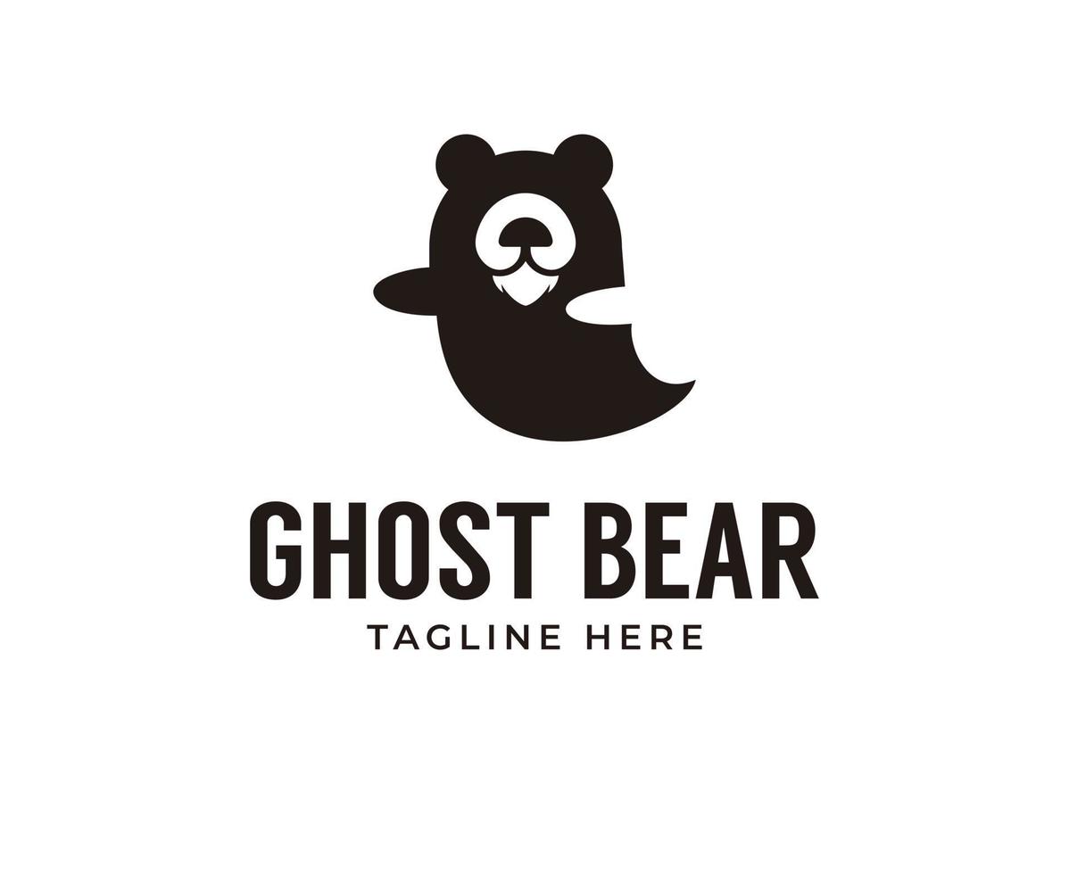 ghost Grizzly bear or honey bear or polar bear head face silhouette logo design icon vector