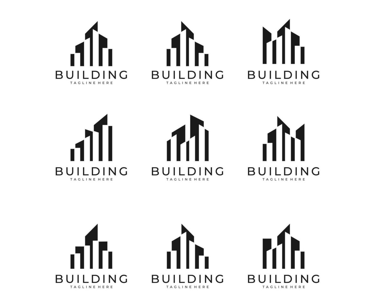 construcción de inspiración vectorial para el diseño del logotipo. plantilla de logotipo de edificio de silueta vector